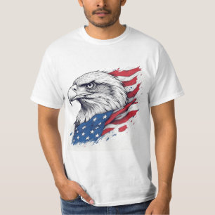 Camiseta Águia em Estilo de Tatuagem com Bandeira – Design 
