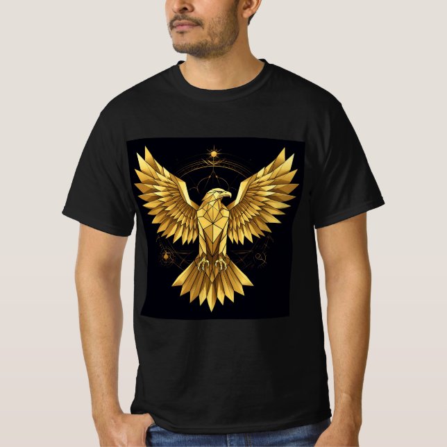 Camiseta Águia Geométrica Dourada (Frente)