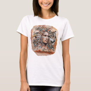 Camiseta Águia - Homem - Lobo - arte em aquarela 1 - Fan Fu