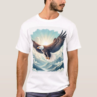 Camiseta "Águia Majestosa Bald Soprando Sobre Montanhas T-S