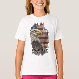 Camiseta Águia Majestosa & Bandeira – Espírito de Liberdade