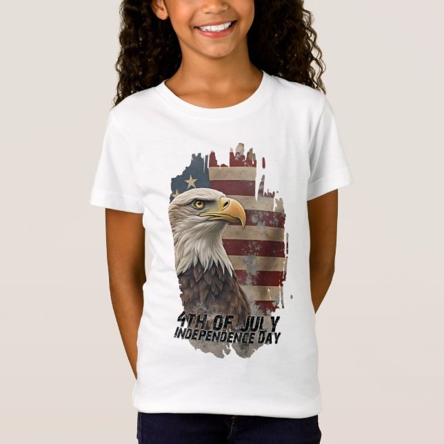 Camiseta Águia Majestosa e Bandeira - Espírito de Liberdade (Frente)
