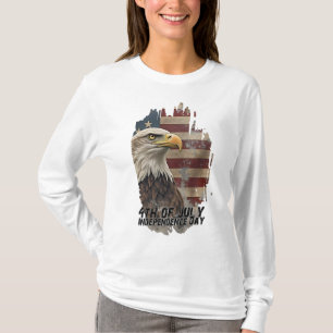Camiseta Águia Majestosa e Bandeira - Espírito de Liberdade