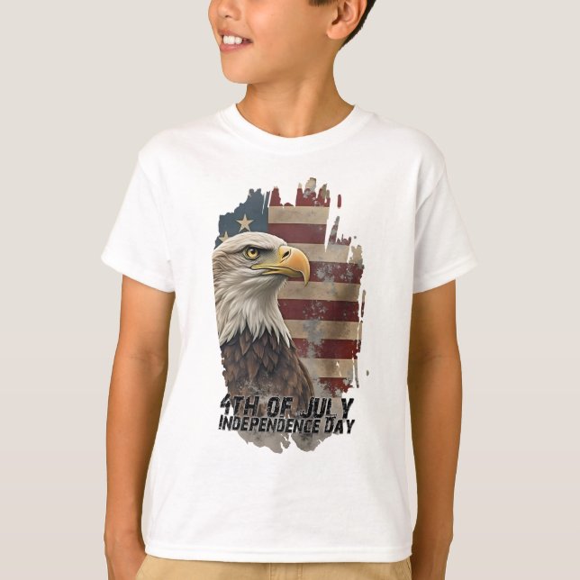 Camiseta Águia Majestosa e Bandeira - Espírito de Liberdade (Frente)