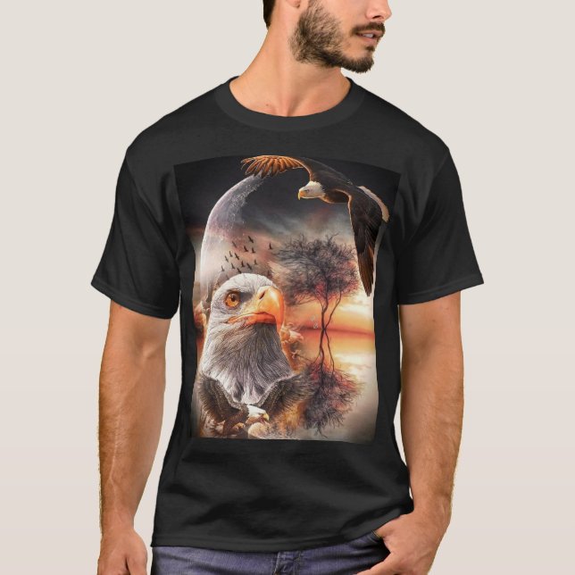 Camiseta "Águia Majestosa - Soando Através De Céus Artístic (Frente)