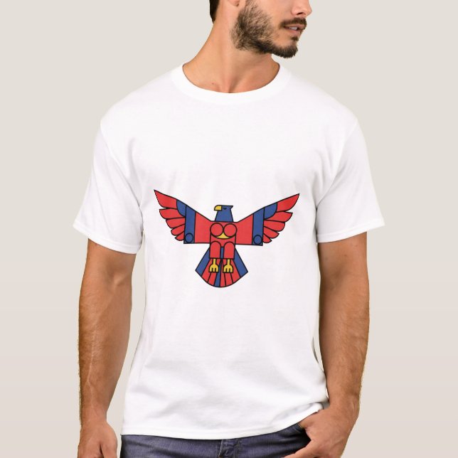 Camiseta Águia Moderna – Voo Geométrico em Cores Primárias  (Frente)
