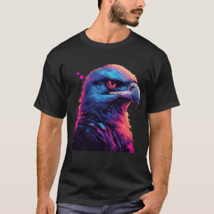 Camiseta Águia Negra legal Americana Em Efeito De Onda Sint