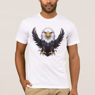 Camiseta Águia Negra Majestosa em Voo - Negrito e Poderoso