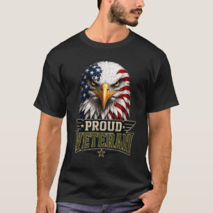Camiseta Águia Orgulhosa Veterana – Bandeira Americana do D