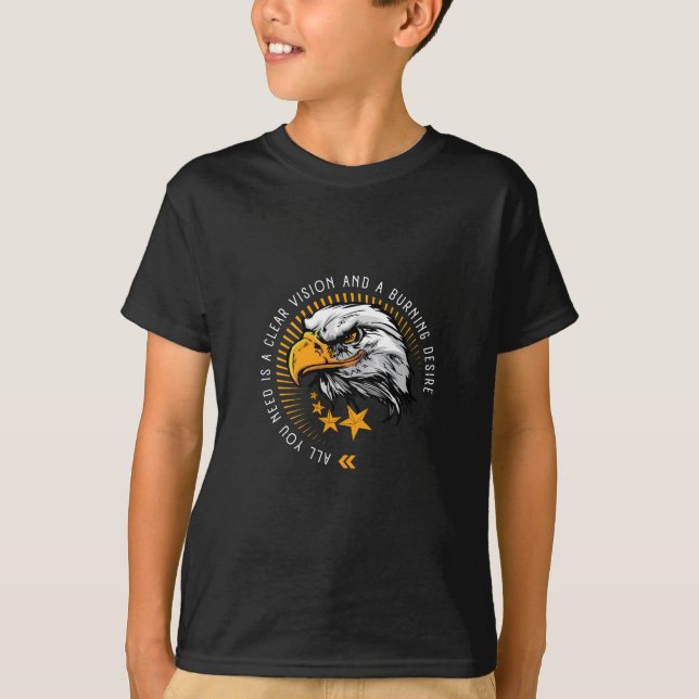 Camiseta Águia ouro com estrelas e citação (Frente)