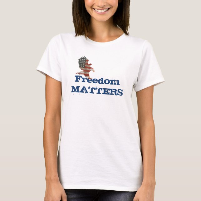 Camiseta Águia Patriótica com Citação da Liberdade (Frente)
