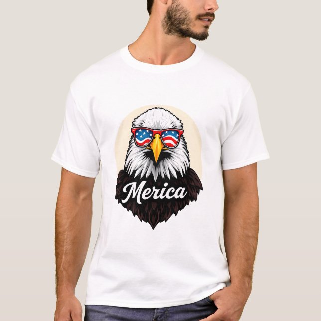 Camiseta Águia Patriótica com Óculos Solares - Arte do Orgu (Frente)