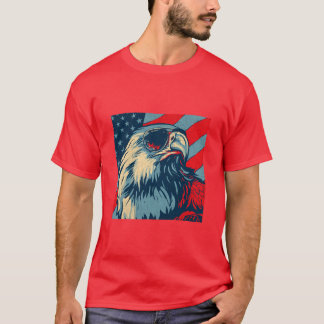 Camiseta "Águia Patriótica com T-Shirt de Óculos de Sol"