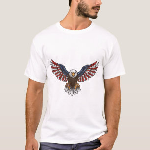 Camiseta Águia Patriótica Desenho Vetorial de Gravura Vinta