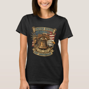 Camiseta Águia Patriótica E Bandeira 250 Anos Americana 4 D