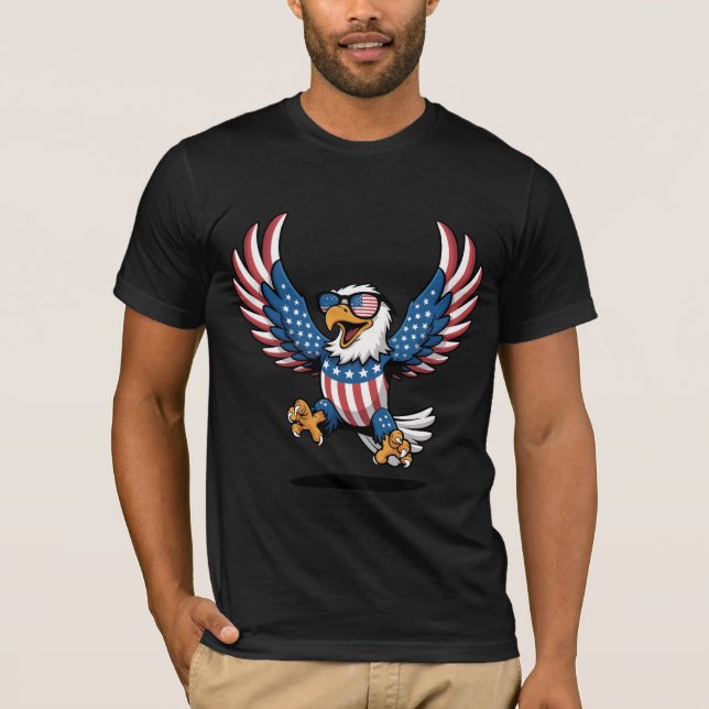 Camiseta Águia Patriótica em Estrelas e Stripes (Frente)