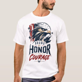 Camiseta Águia Patriótica Honra Coragem Gráfica