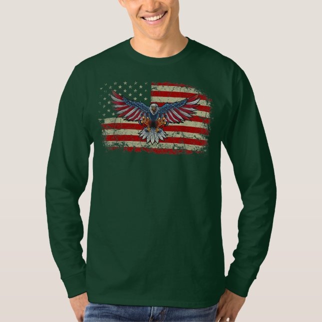 Camiseta Águia Patriótica Mens 4 de julho americano (Frente)