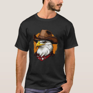 Camiseta Águia Rústica Balançando um Chapéu de Cowboy para