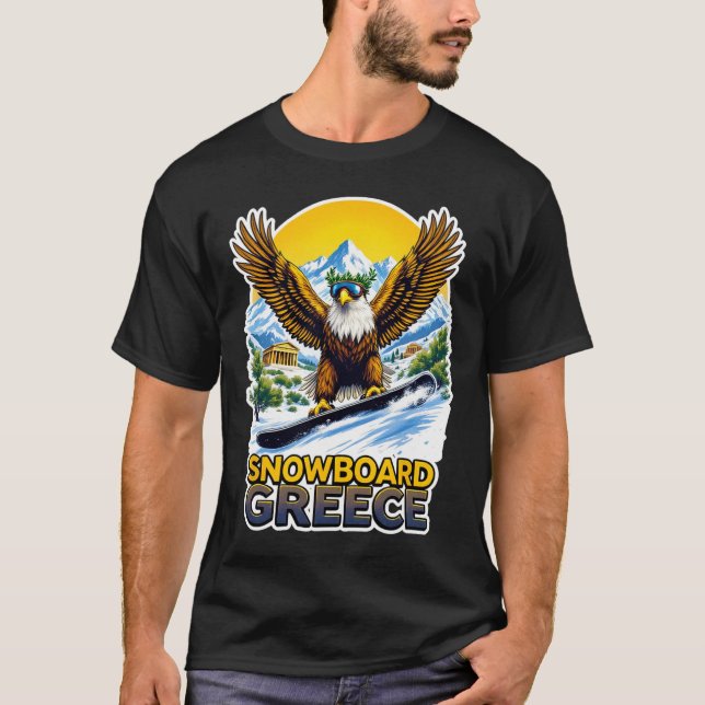 Camiseta Águia Snowboard Em Cena De Grécia (Frente)