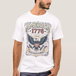 Camiseta Águia Vintage América 1776 Patriótica
