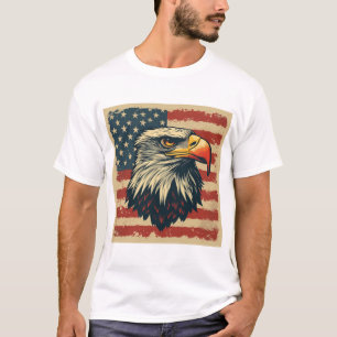 Camiseta Águia Vintage com Bandeira Americana – Arte Retro