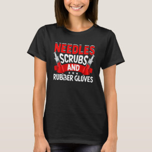 Camiseta Agulha esfrega Luvas de borracha Phlebotomist Phle