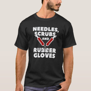 Camiseta Agulhas Aventais E Luvas De Borracha Assistente Mé