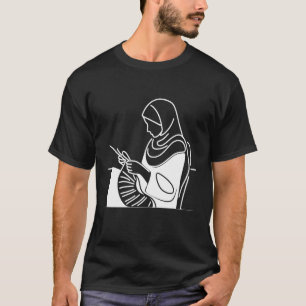 Camiseta Agulhas de Tricô Desenho de Arte em Linha Única