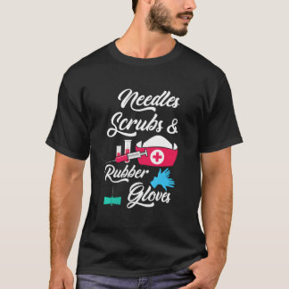 Camiseta Agulhas Esfoliações Luvas de Borracha Flebotomista