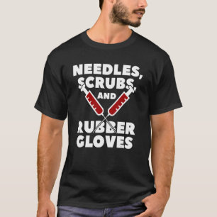 Camiseta Agulhas Esfoliantes E Luvas De Borracha Assistente