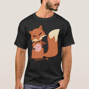 Camiseta Aguulhas de Tricô de Raposa Fofa e Fio Fofinho