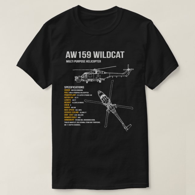 Camiseta Ah1 Wildcat Helicopter (Frente do Design)