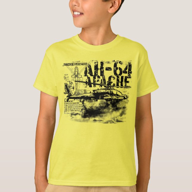 Camiseta AH-64 Apache Homens Básicos De Crianças Apache Com (Frente)