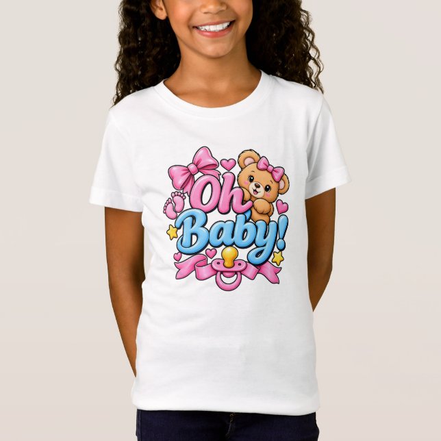 Camiseta Ah, Bebê! Design de Celebração de Chá de Bebê (Frente)