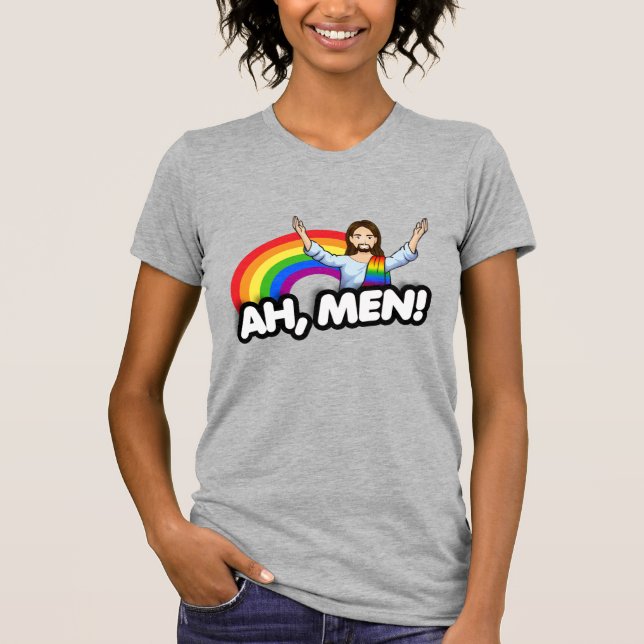 Camiseta Ah Homens - Jesus Arco-íris (Frente)