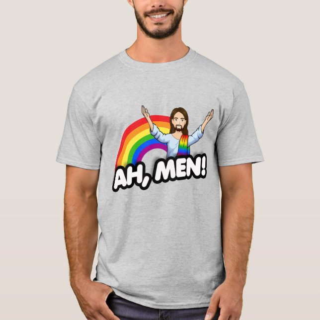 Camiseta Ah Homens - Jesus Arco-íris (Frente)