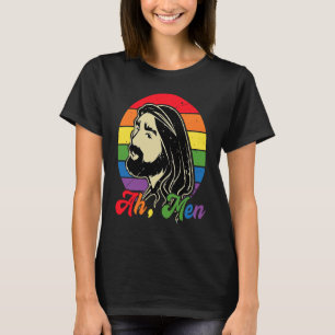 Camiseta Ah Men Jesus Cristo Gay Christian Rainbow LGBTQ Al