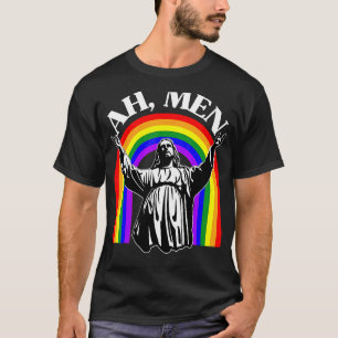 Camiseta Ah Men Jesus Igualdade Lgbt Orgulho gay Rainbow Ch