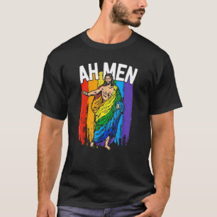 Camiseta Ah Men Lgbt Jesus Rainbow Christian