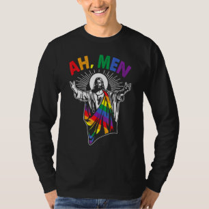 Camiseta Ah Men Lgbt Orgulho gay Jesus Rainbow Flag Christi