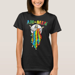 Camiseta Ah Men Lgbt Orgulho gay Jesus Rainbow Flag Christi