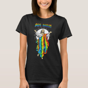 Camiseta Ah Men Lgbt Orgulho gay Jesus Rainbow Flag Christi