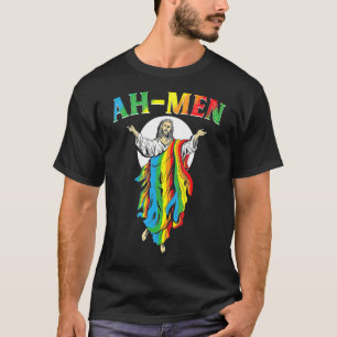 Camiseta Ah Men Lgbt Orgulho gay Jesus Rainbow Flag Christi