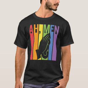 Camiseta Ah Men Lgbt Orgulho gay Jesus Rainbow Peace Flag