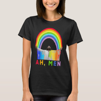Camiseta Ah Men Rainbow Gay Jesus Christian Gay Rights Gay 