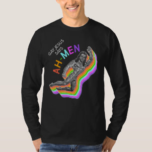 Camiseta Ah Men Rainbow Gay Jesus Christian Lgbt Prim Flag