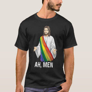 Camiseta Ah Men Rainbow Gay Jesus Christian Lgbt Prim Flag