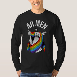 Camiseta Ah Men Rainbow Gay Jesus Christian Lgbt Prim Flag