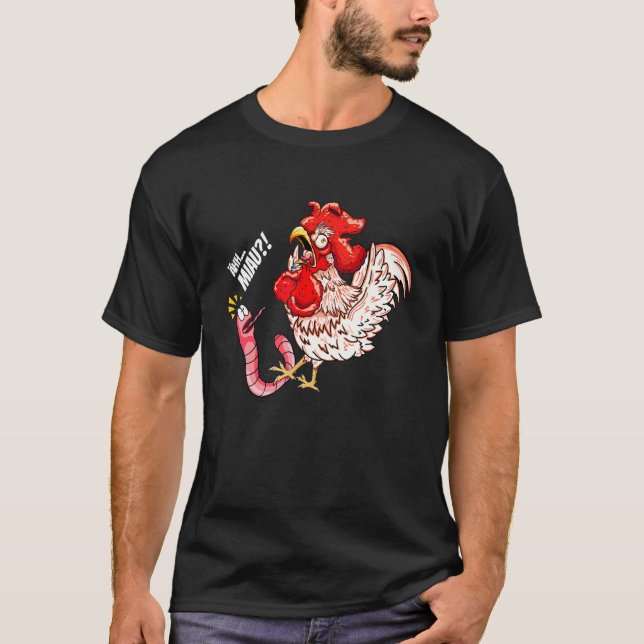 Camiseta Ah Meow Worm Frango Frango Gato Dizendo (Frente)